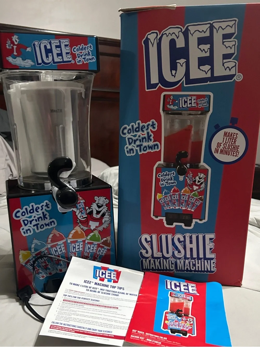 ICEE Red and Blue Slushie Machine - ICEE Brand Home Party Dispenser